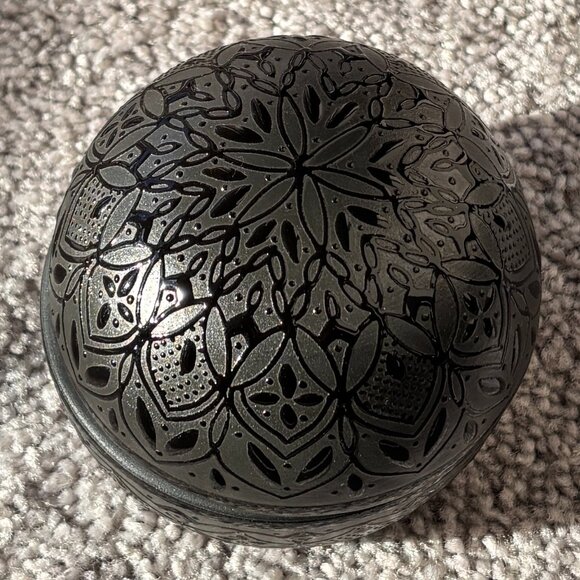 Javier Servin Hand Painted Trinket Box Pottery Ceramic Black - Picture 2 of 6